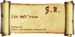 Zih Márton névjegykártya